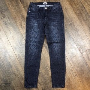 Kensie Blue & Black Zebra Striped Skinny Jeans 26